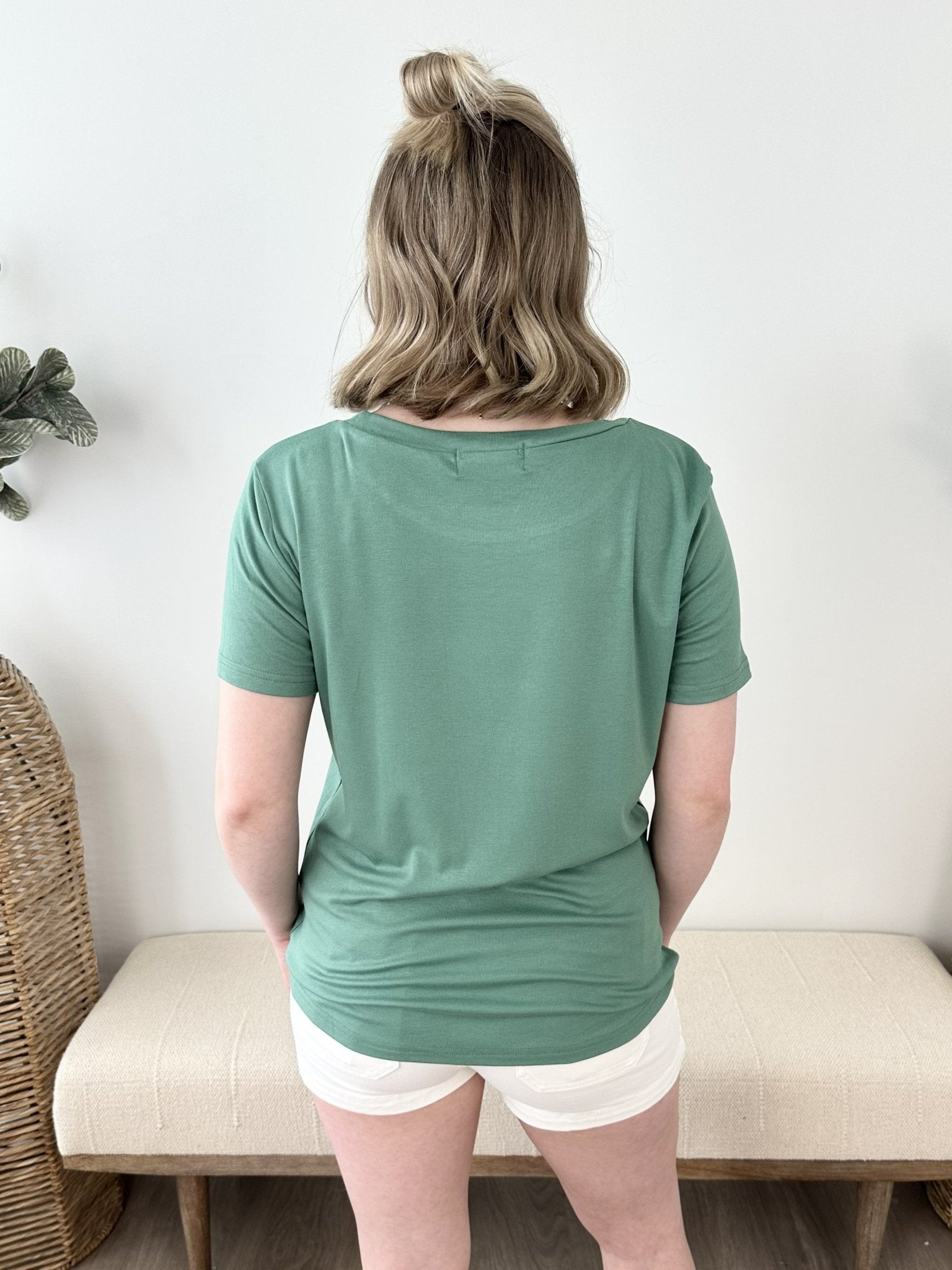 Basic Solid Short Sleeve Jersey Top - The Nines