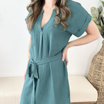 Taylor Tie Waist Dress Dark Sage - The Nines