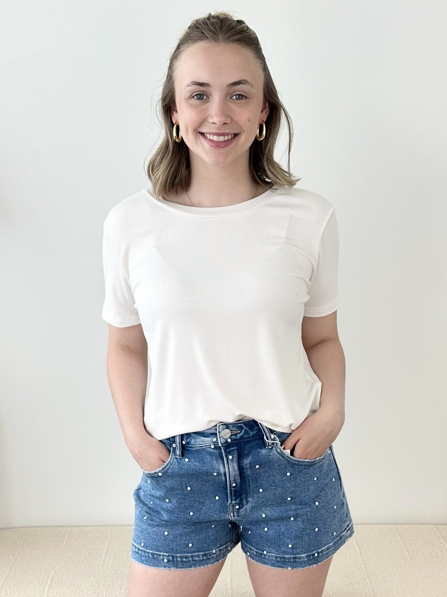 Basic Solid Short Sleeve Jersey Top - The Nines