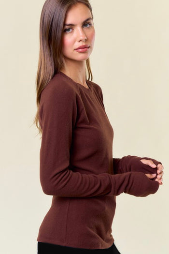 Brown Soft Thumbhole Top