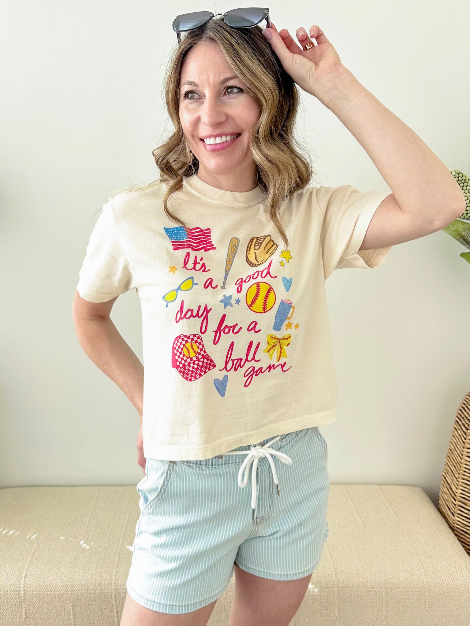 "It's A Good Day For A Ball Game" Crop Tee - The Nines