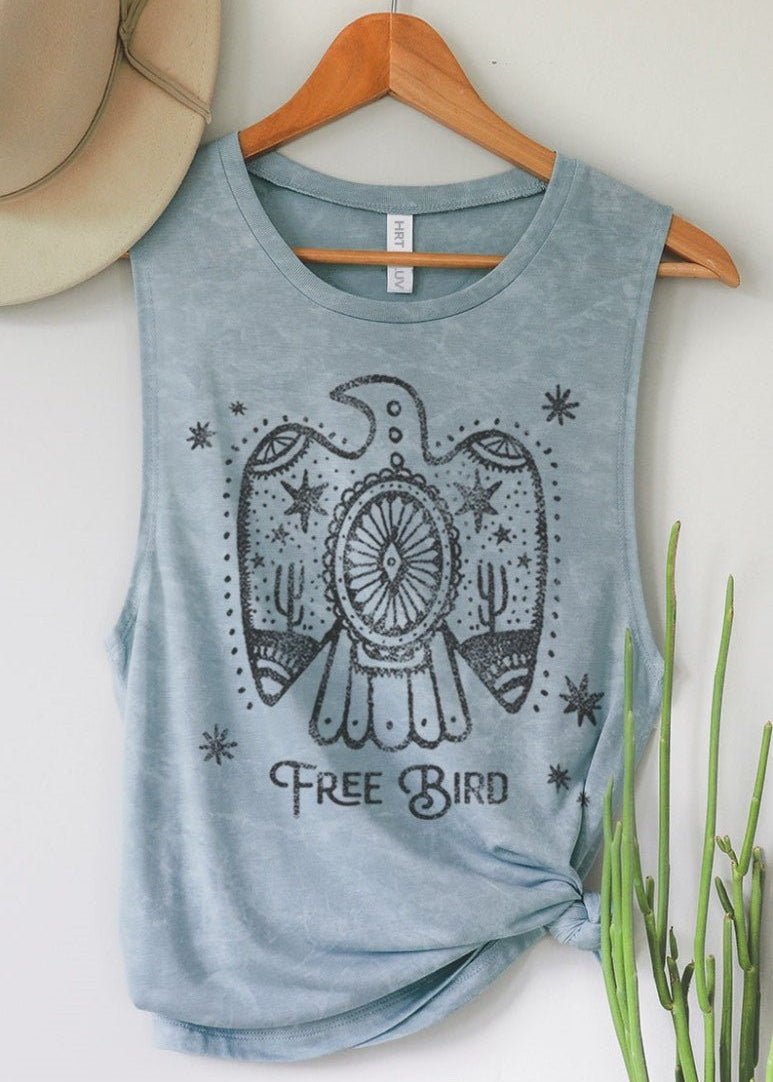 Free Bird Mineral Blue Tank Top - The Nines