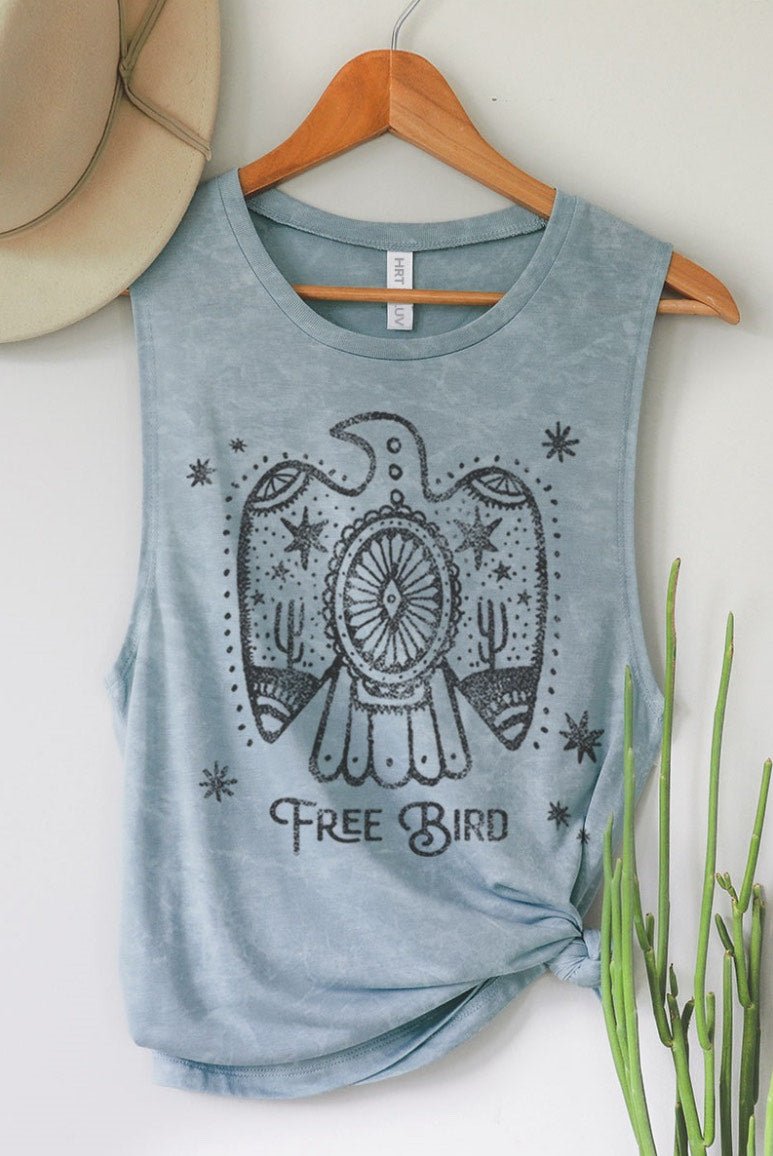 Free Bird Mineral Blue Tank Top - The Nines