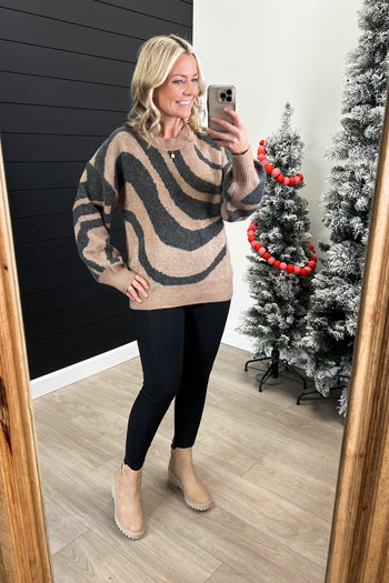 Mocha & Charcoal Animal Print Sweater