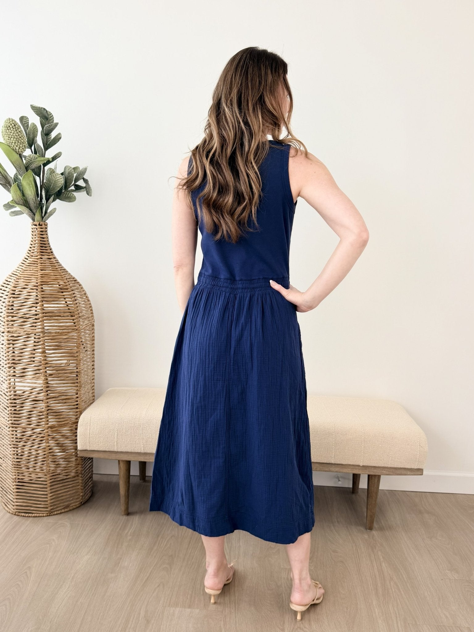 Ribbed Tank Dress with Pockets - The Nines