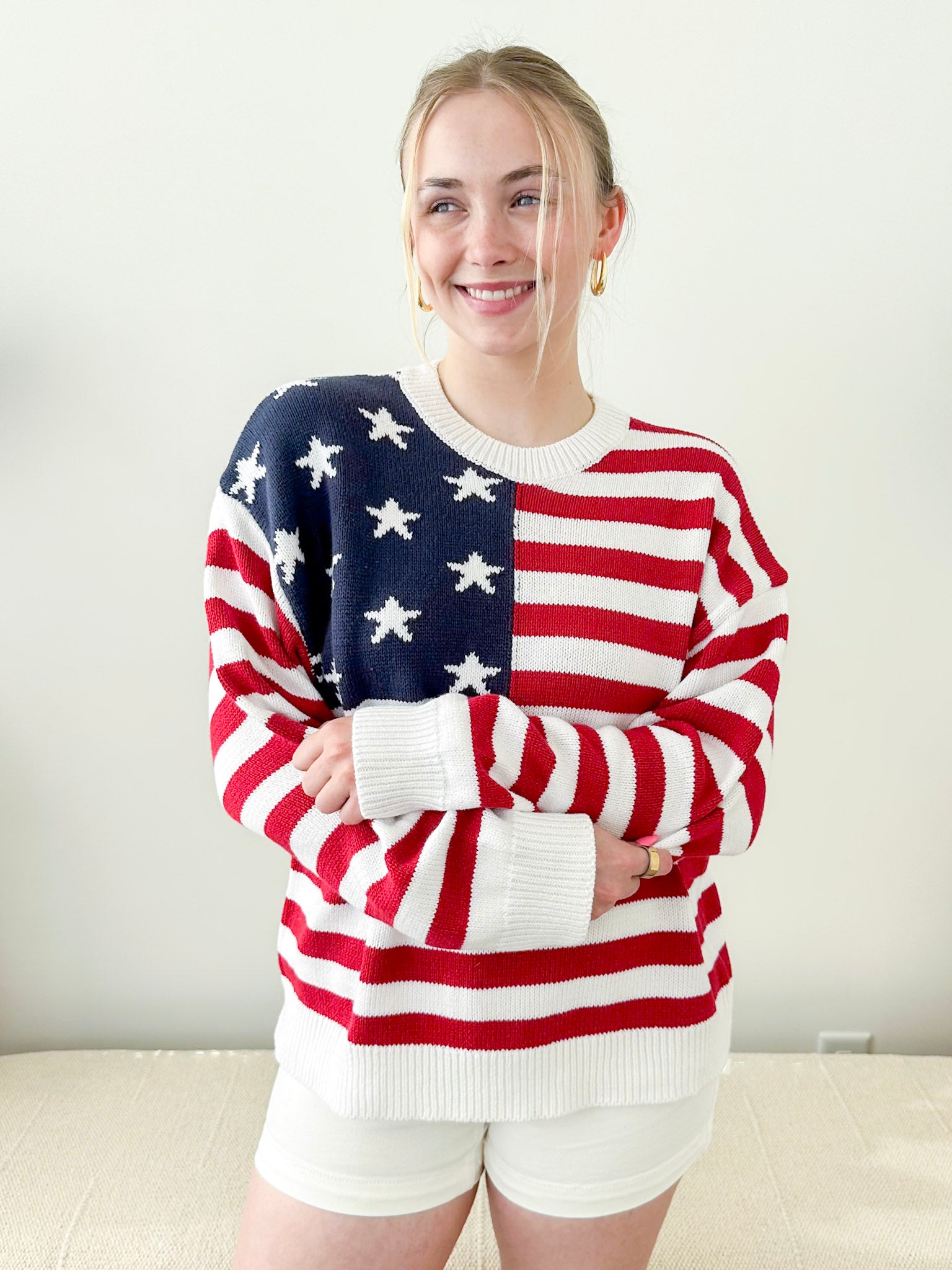 Stitched USA Flag Sweater - The Nines