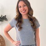 Blue Striped Knit Top - The Nines