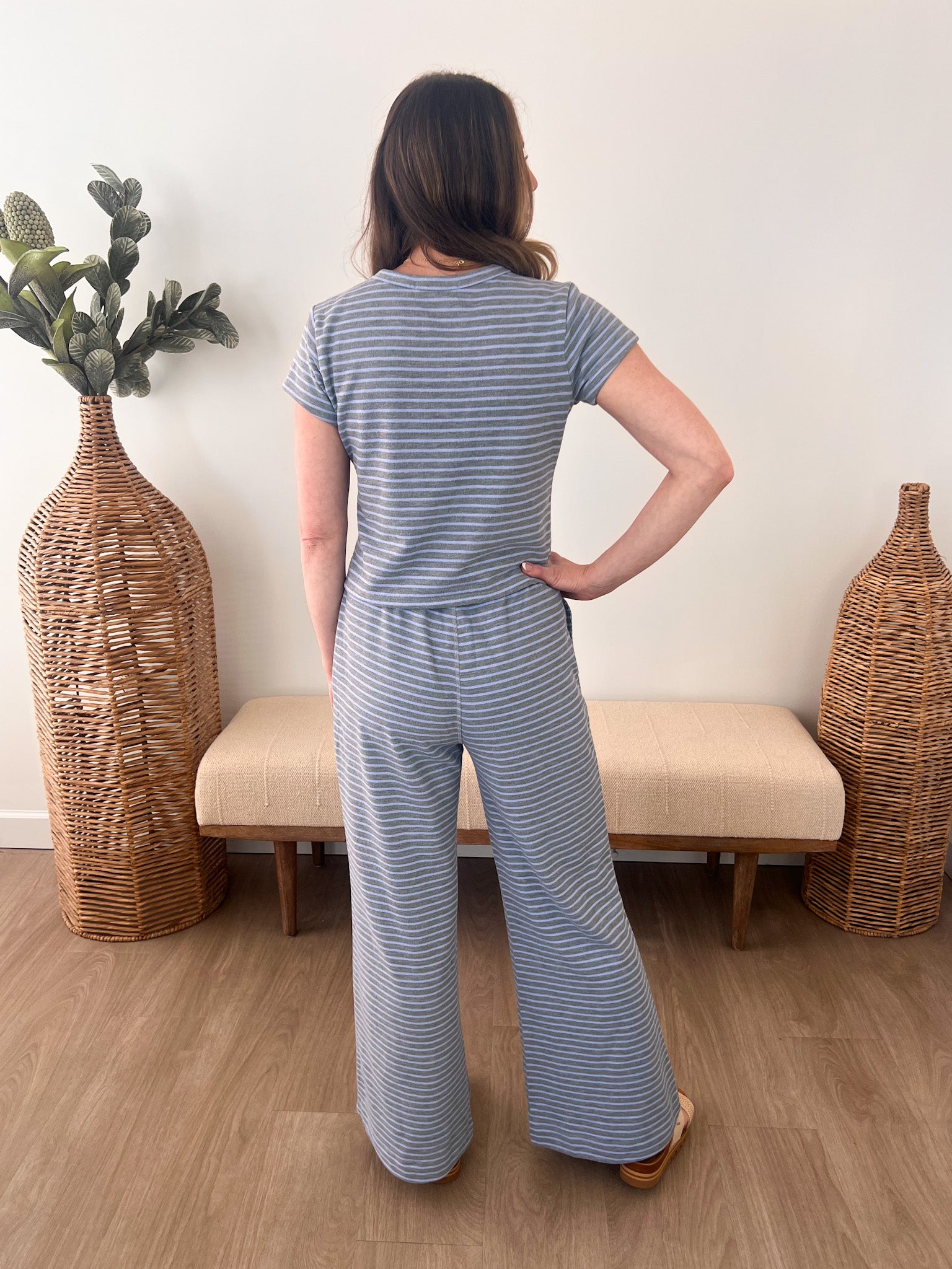 Blue Striped Knit Pants - The Nines