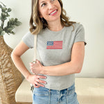 Cropped Embroidered Flag Tee - The Nines