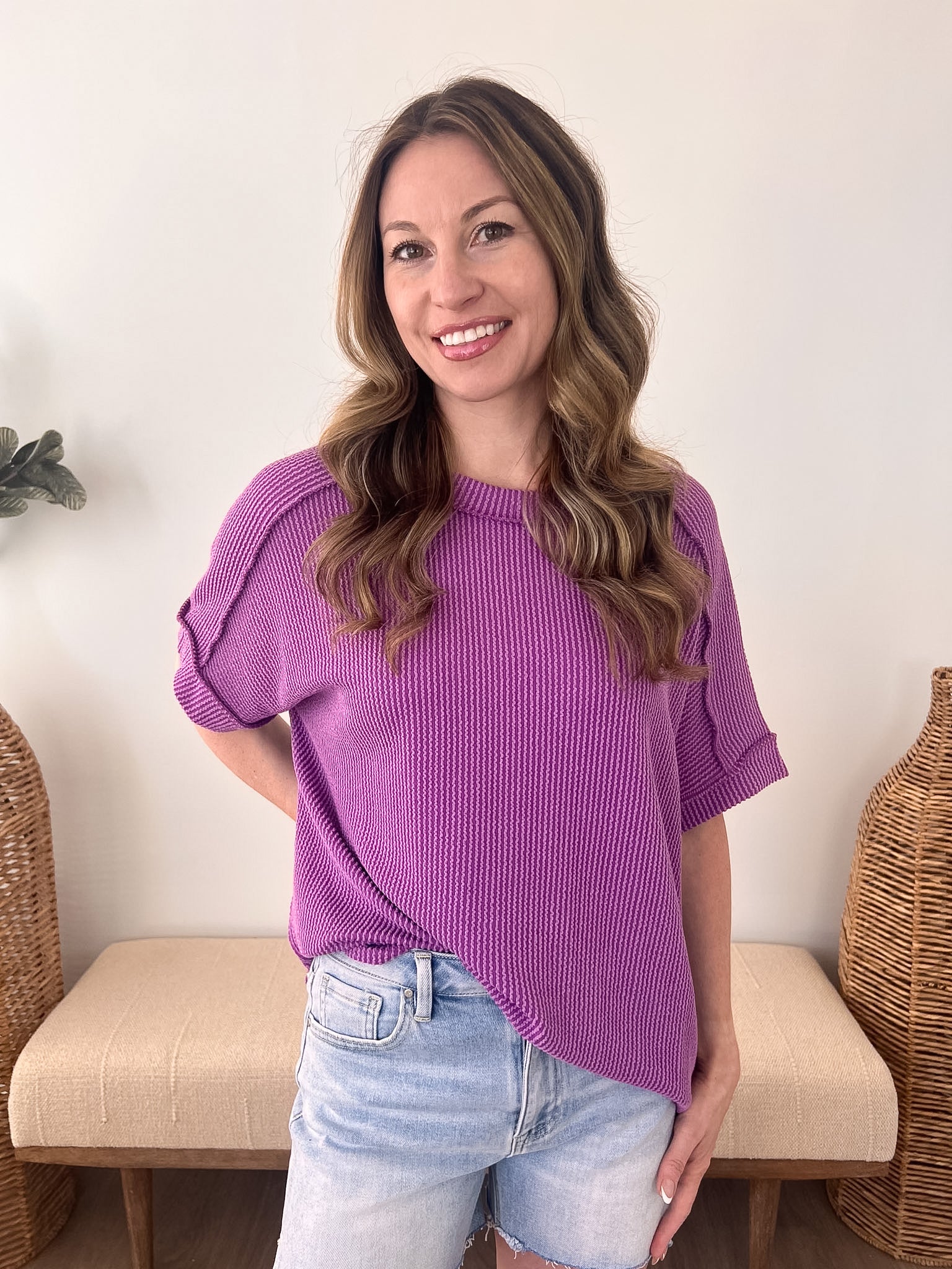 Ribbed Oversized Cuff Sleeve Tee - The Nines