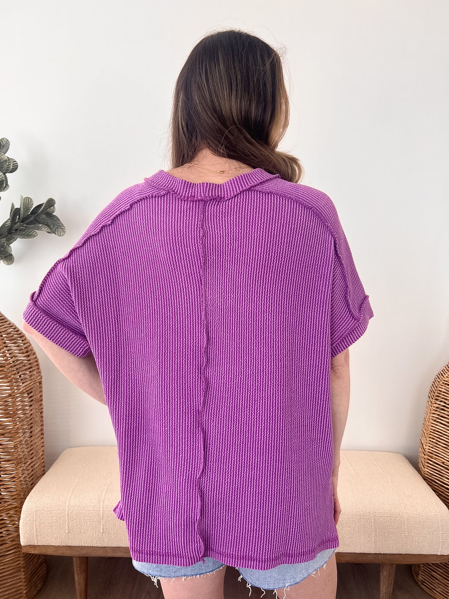 Ribbed Oversized Cuff Sleeve Tee - The Nines