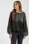 Green Textured Tie Back Sweater