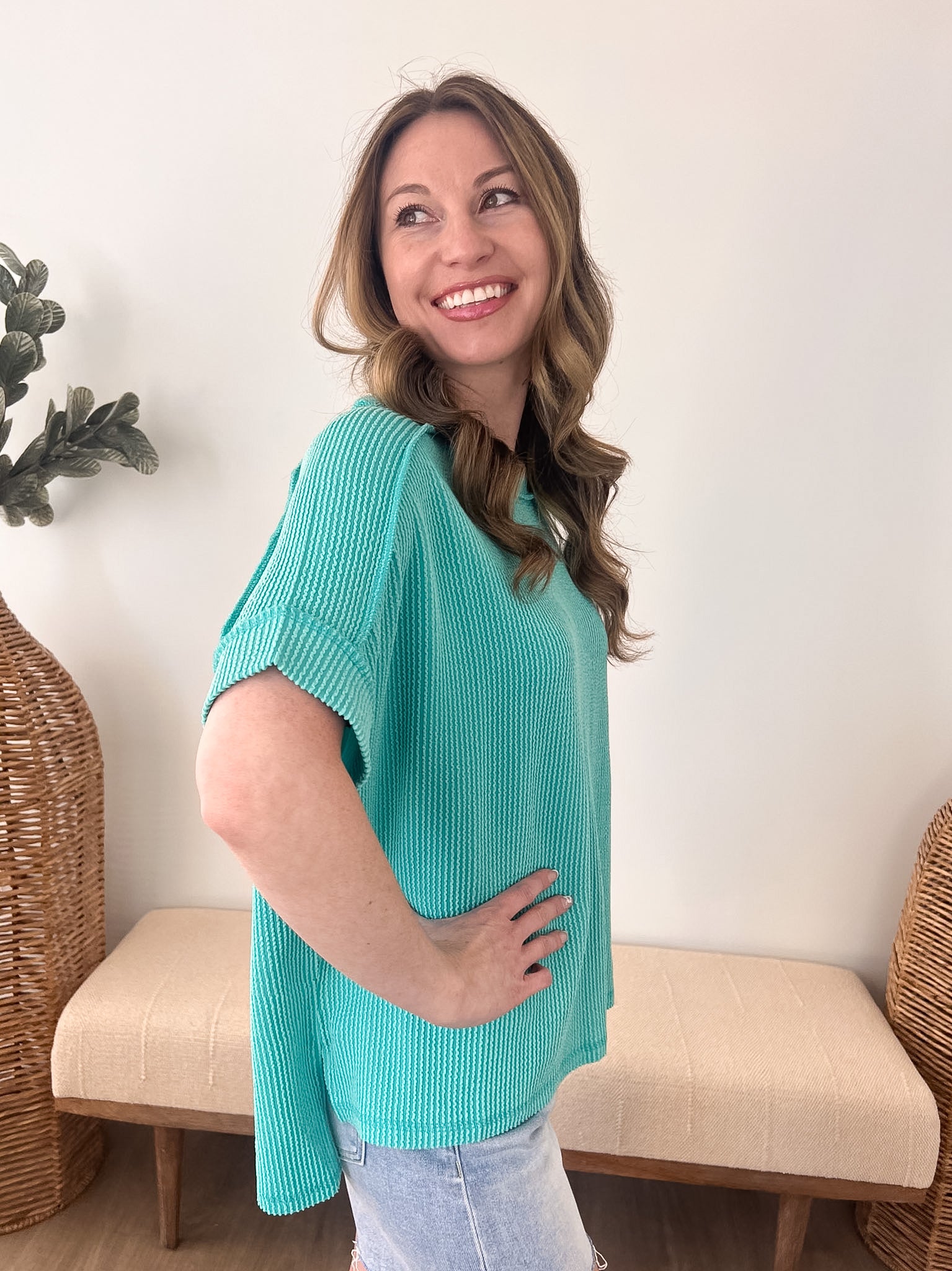 Ribbed Oversized Cuff Sleeve Tee - The Nines