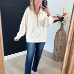 Textured Sleeve Zip Up Hoodie - 2 Colors! - The Nines