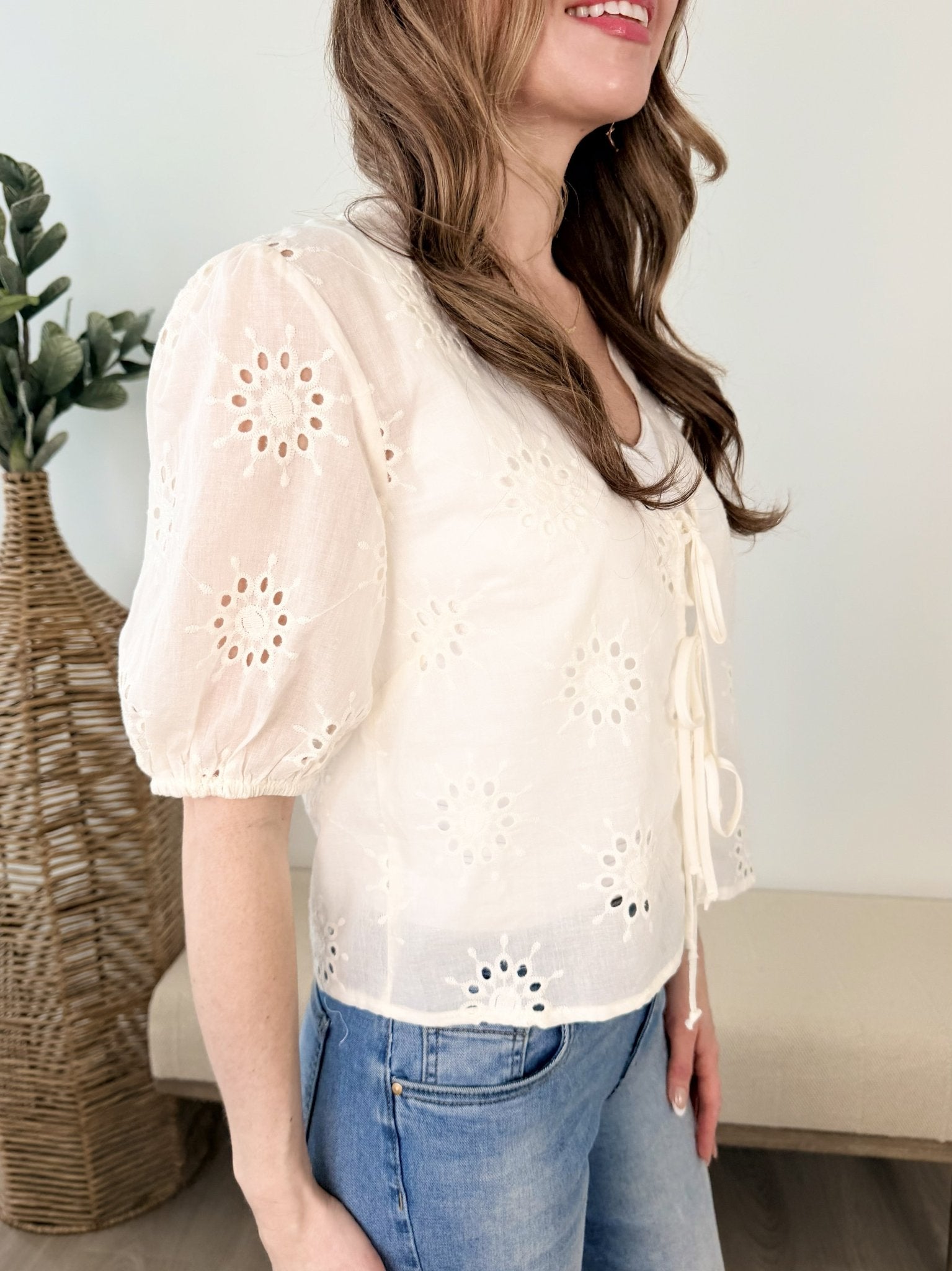 Alexie Eyelet Tie Top - The Nines