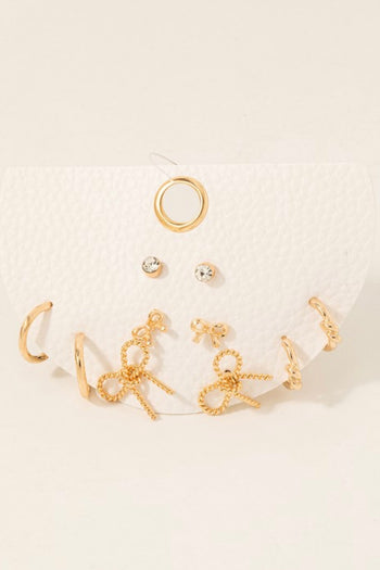 Bow Gold Earring Set