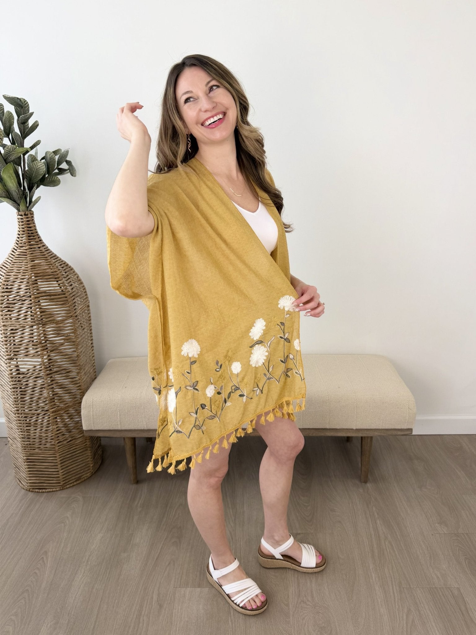 Floral Embroidered Kimono - The Nines