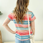 Striped Print Short Sleeve Tee - The Nines