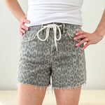 Vervet High Rise Drawstring Leopard Shorts - The Nines
