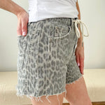Vervet High Rise Drawstring Leopard Shorts - The Nines