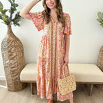 Vintage Boho Tiered Midi Dress - The Nines