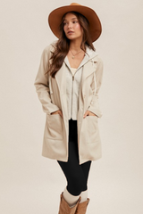 Faux Hoodie Herringbone Coat - 2 Colors!