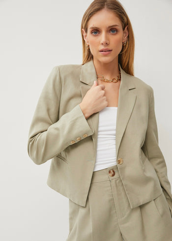 Classic Solid Cropped Linen Blazers - 2 Colors!