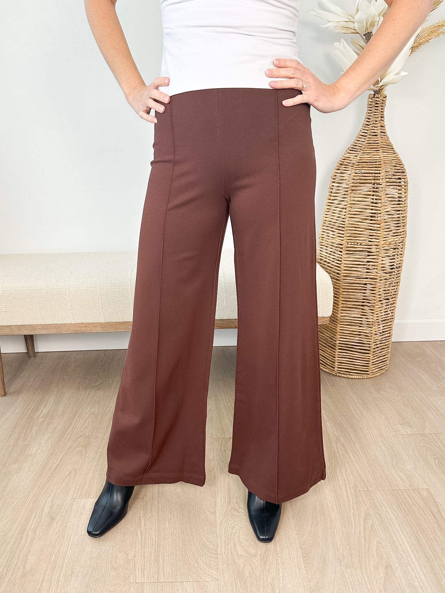 High Waist Contour Wide Leg Ponte Pant - 2 colors! - The Nines