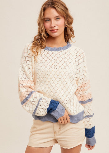 Spring Blessings Pointelle Relaxed Pullover