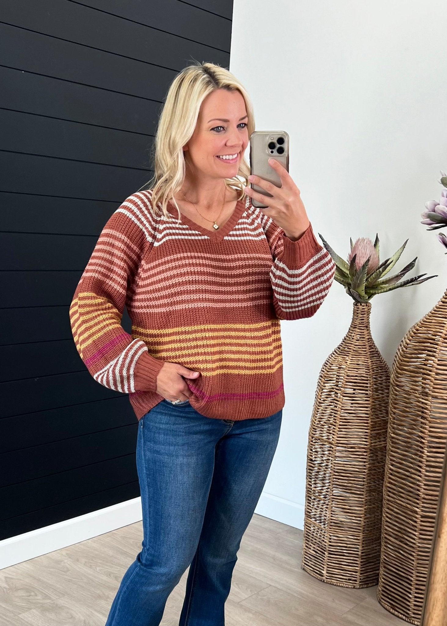 New Adventure Striped Vneck Sweaters - 2 Colors! - The Nines
