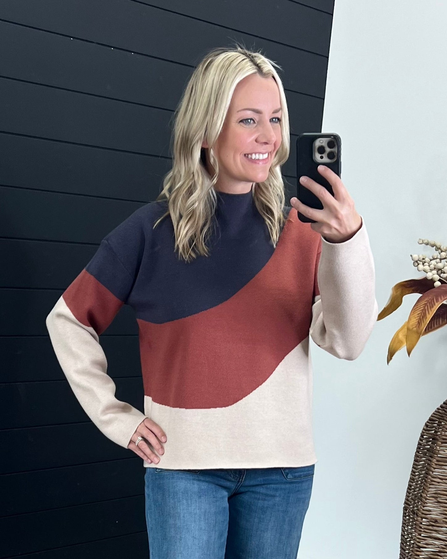 Colorblock Mock Sweater Tops - 2 Colors! - The Nines