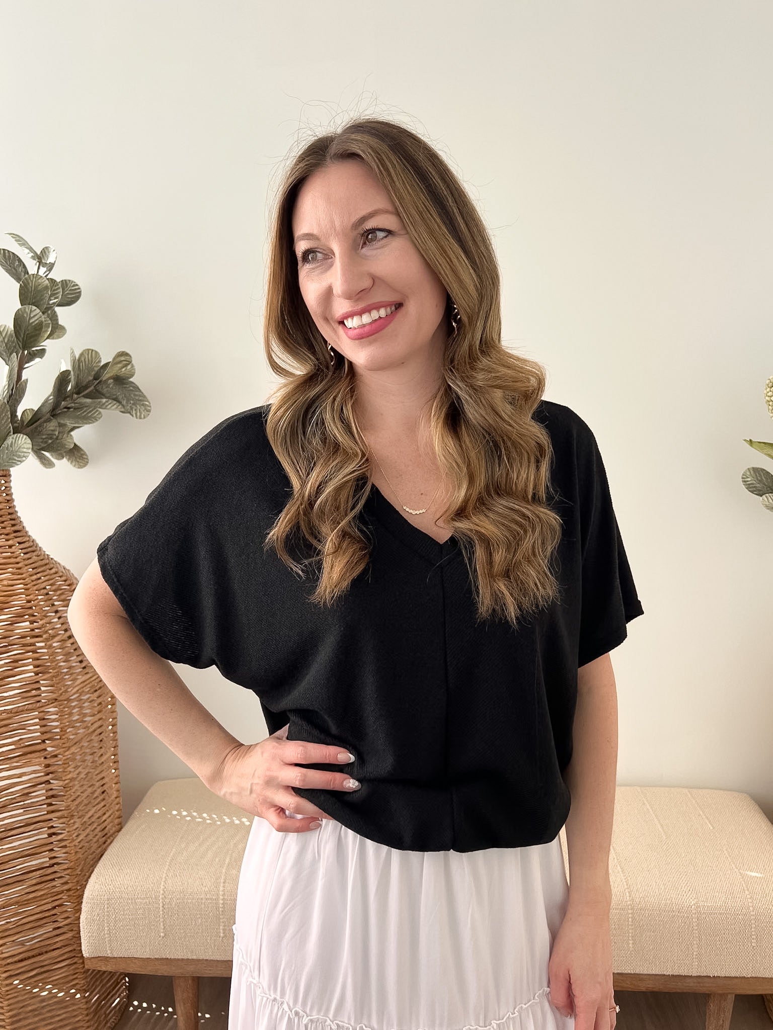 Lightweight Double V Dolman Top - The Nines