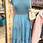Chambray Smocked Dress - The Nines