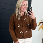 Brown Embroidered Cardigan - The Nines