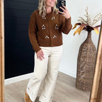 Brown Embroidered Cardigan - The Nines