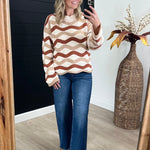 Caramel & Taupe Wavy Striped Sweater - The Nines