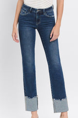 Lovervet Mid Rise Cuffed Slim Straight Jeans