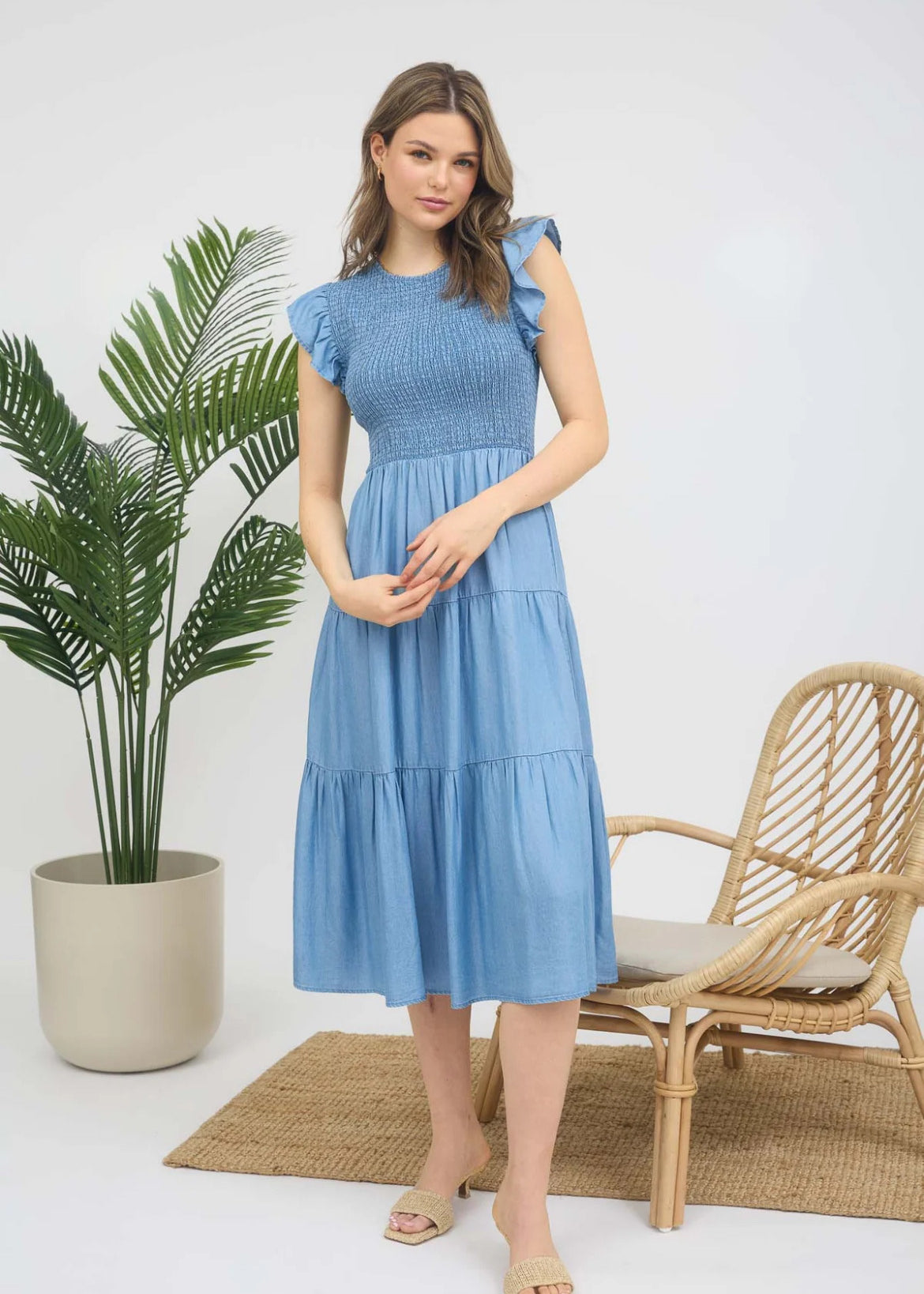 Smocked Denim Dress - The Nines