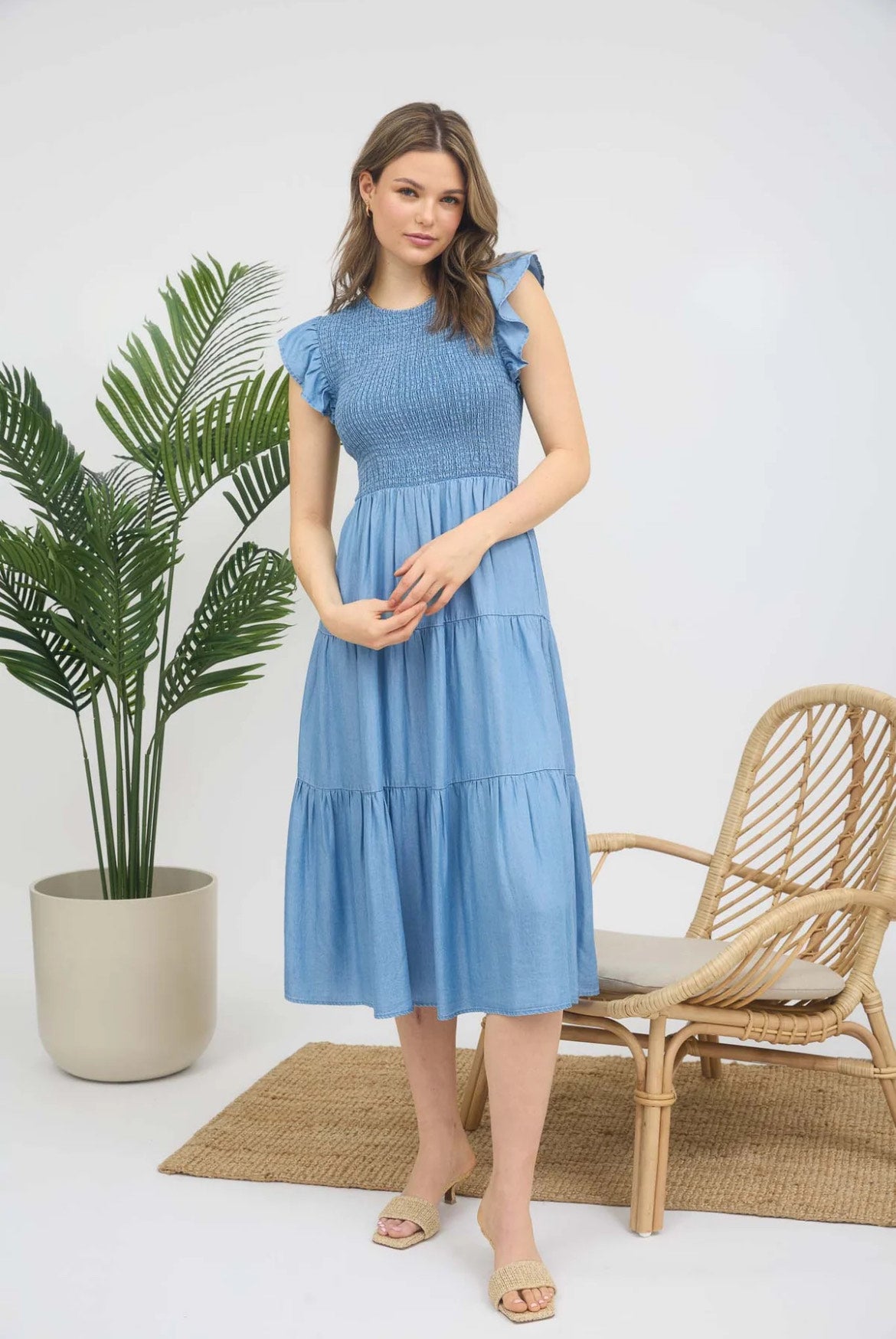 Smocked Denim Dress - The Nines
