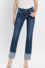 Lovervet Mid Rise Cuffed Slim Straight Jeans