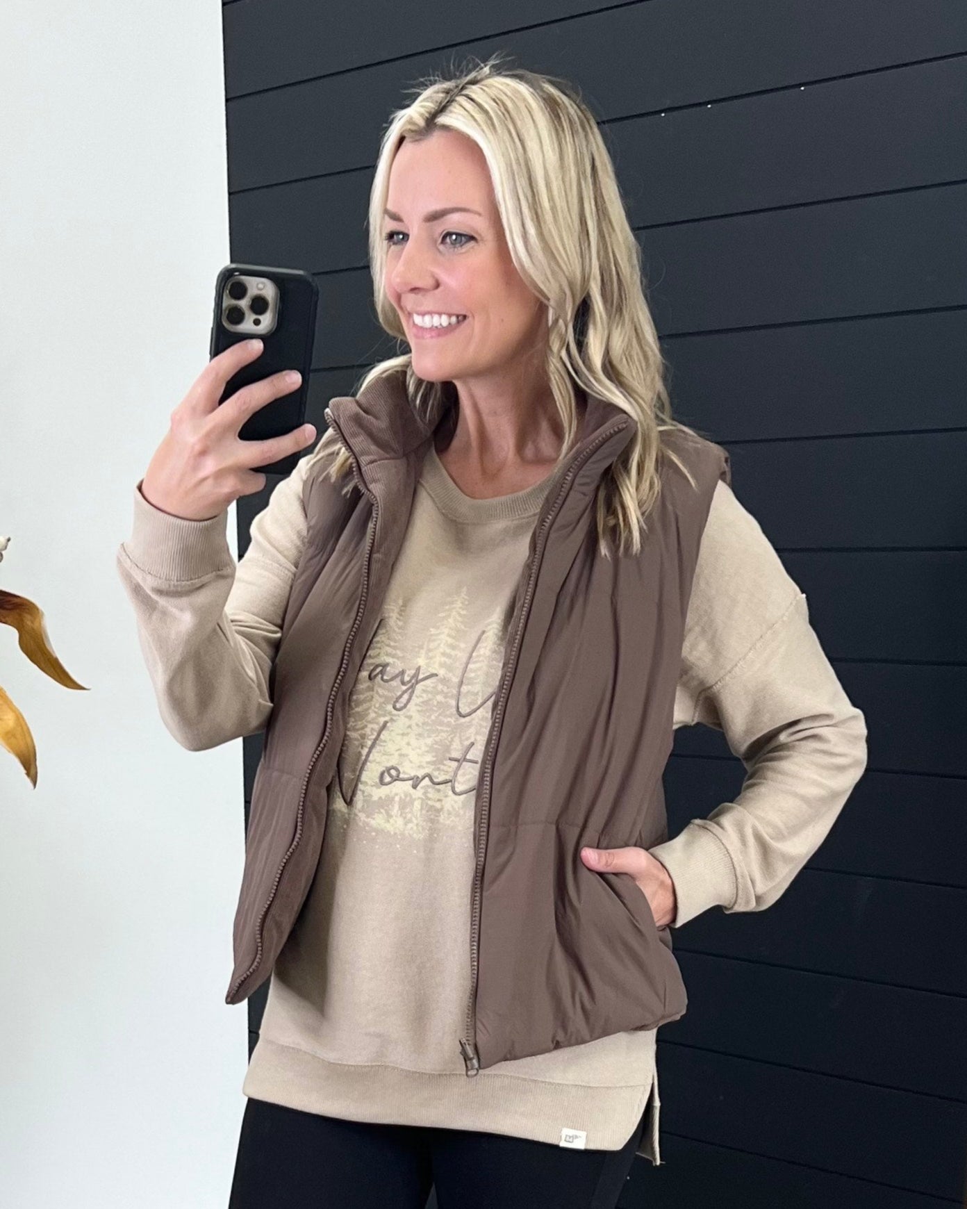 Brown Reversible Puffer Vest - The Nines