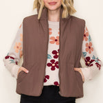 Brown Reversible Puffer Vest - The Nines