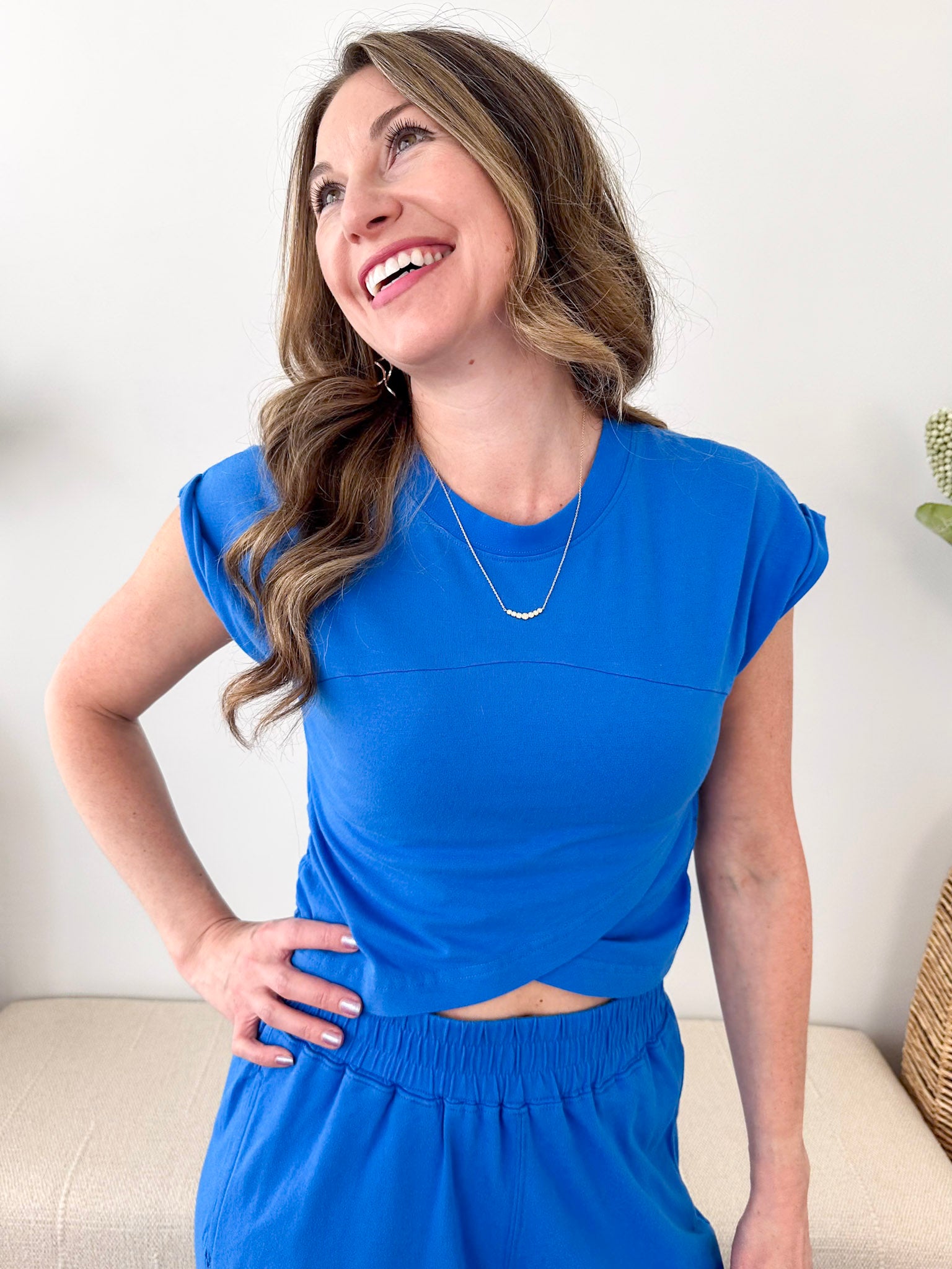 Ocean Blue Crossover Crop Top - The Nines