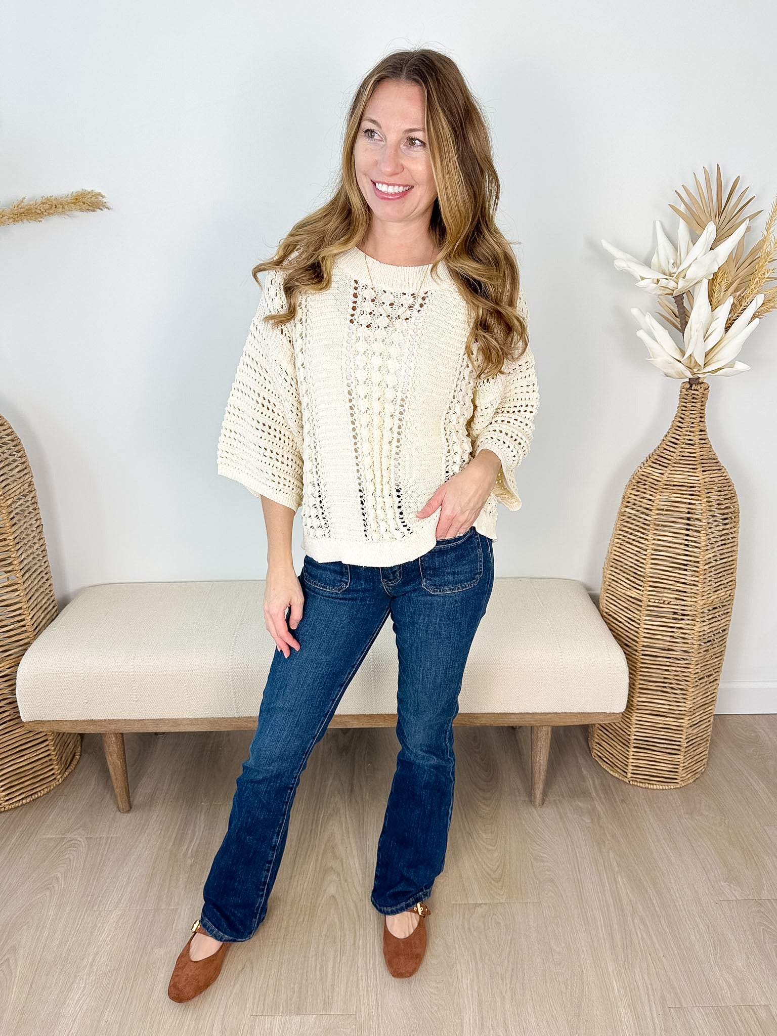 Shimmer Open Knit Sweater - The Nines