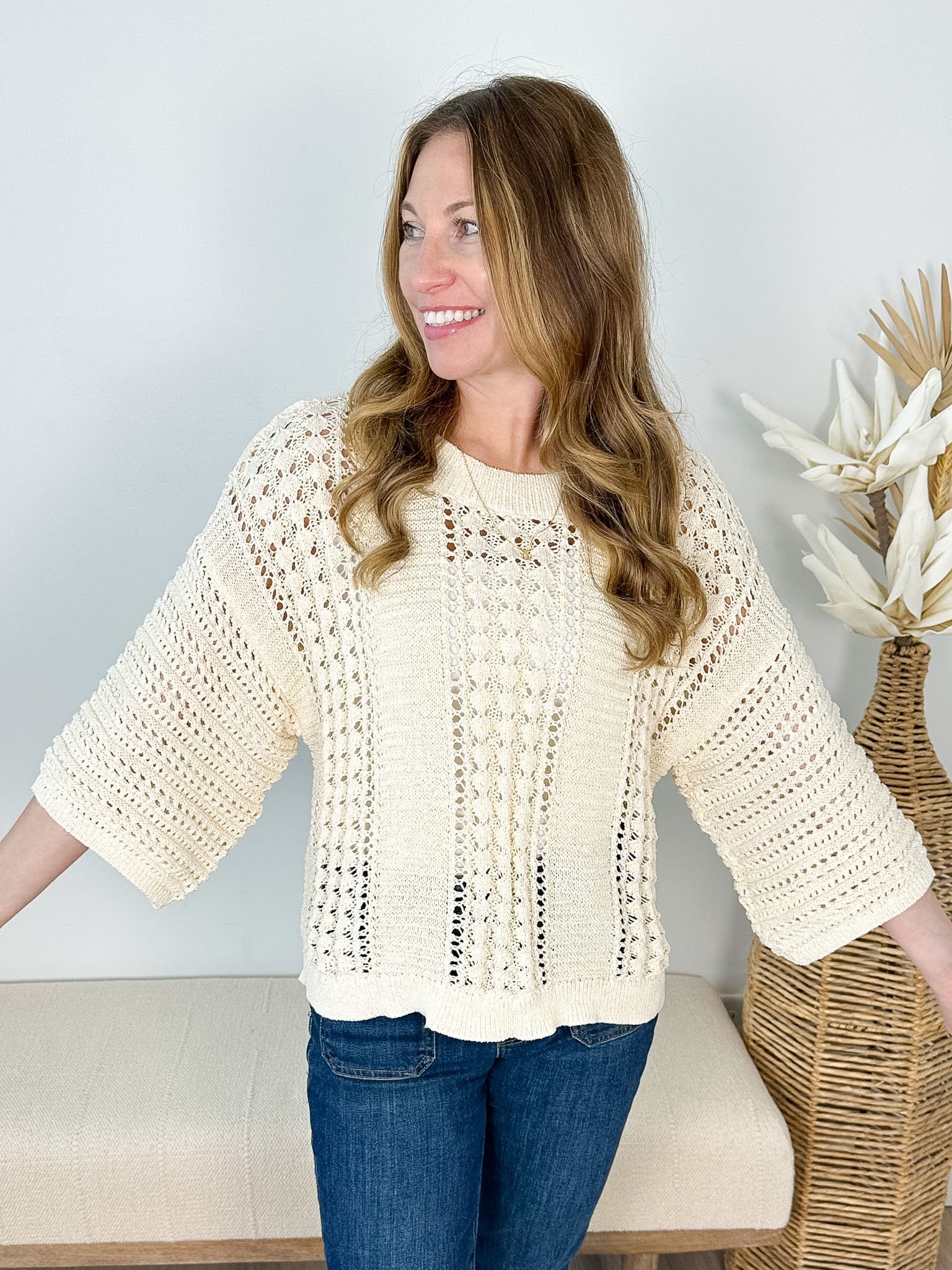 Shimmer Open Knit Sweater - The Nines