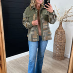 Olive Fleece & Corduroy Shacket - The Nines