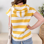 Yellow Striped Short Sleeve Hoodie - The Nines