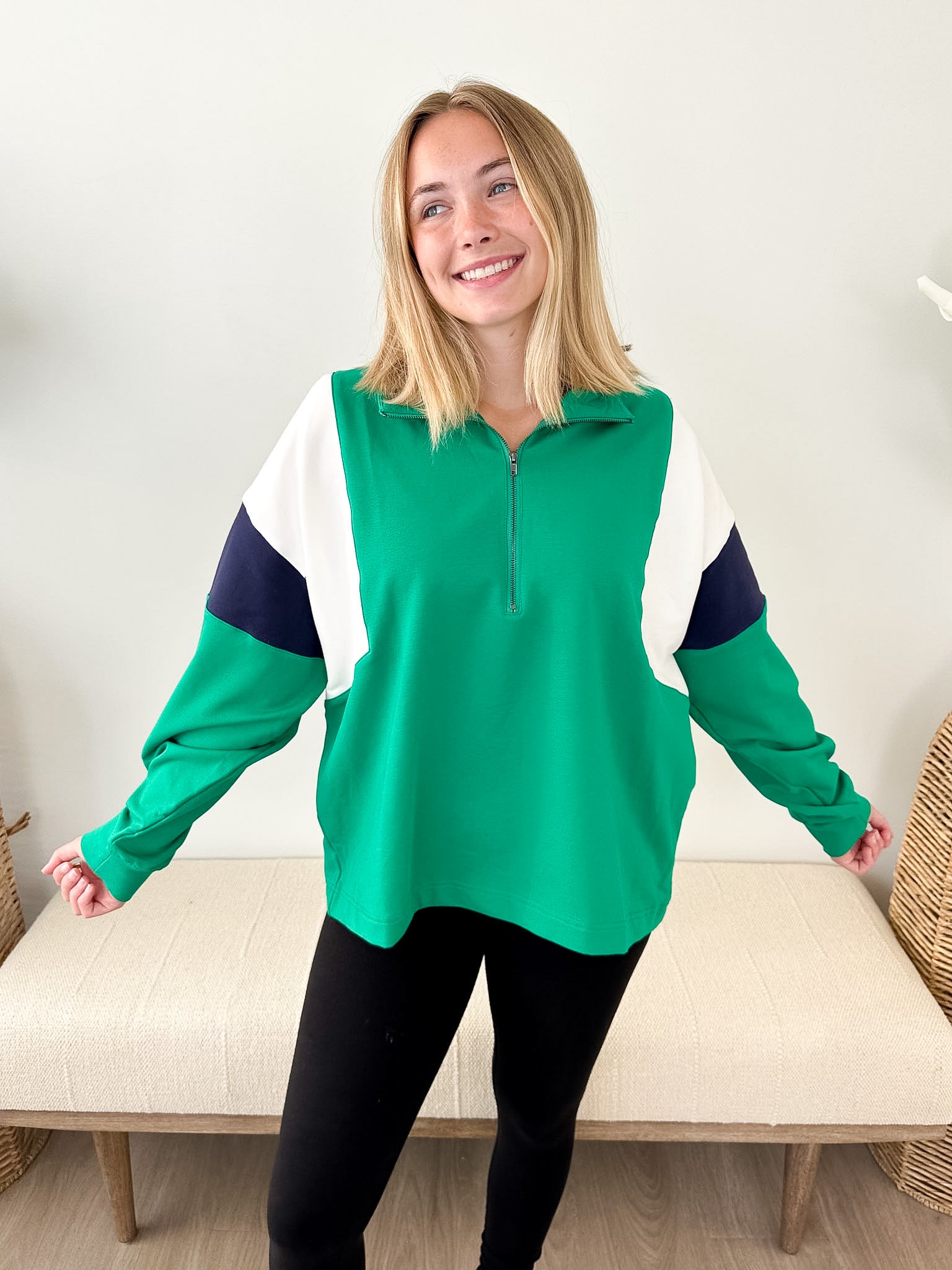 Colorblock Half Zip Sweatshirt - The Nines