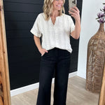 Black Vervet High Rise Double Cuff Baggy Wide Leg Jeans - The Nines