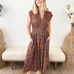 Smocked Waist Zip Midi Dress - The Nines